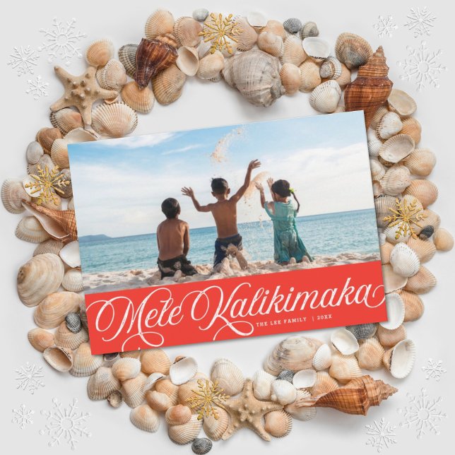 Mele Kalikimaka Hawaiian Holiday Red Photo Card (Creator Uploaded)