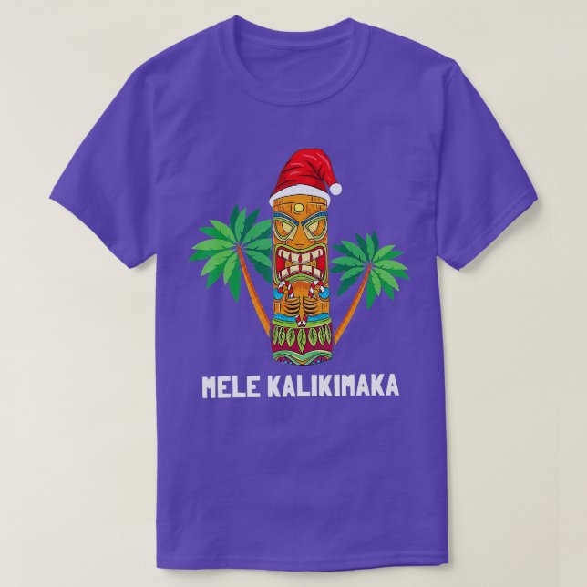 Mele Kalikimaka Hawaiian iki Santa Hat Hawaii Chri T-Shirt (Design Front)