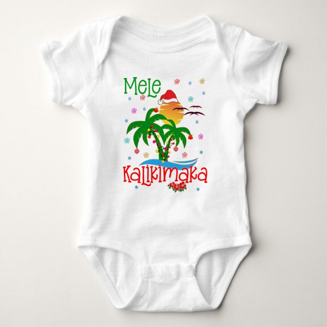Mele Kalikimaka Hawaiian Merry Christmas Aloha  Baby Bodysuit (Front)