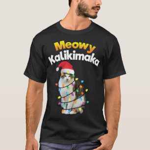 Mele Kalikimaka Hawaiian Merry Christmas Cat Light T-Shirt