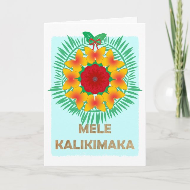 Mele Kalikimaka Hawaiian Merry Christmas Holiday Card (Front)