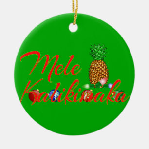 Mele Kalikimaka Hawaiian Pineapple Ceramic Tree Decoration