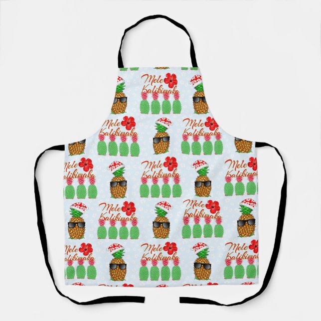 Mele Kalikimaka Hawaiian Pineapple Merry Christmas Apron (Front)