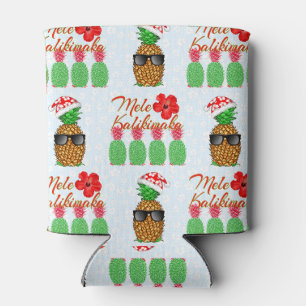 Mele Kalikimaka Hawaiian Pineapple Merry Christmas Can Cooler