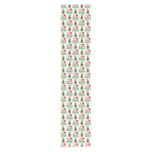 Mele Kalikimaka Hawaiian Pineapple Merry Christmas Short Table Runner (Front)