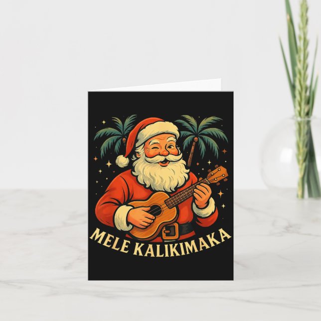 Mele Kalikimaka Hawaiian Santa Trocal Vintage Chri Card (Front)