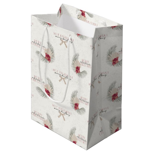 Mele Kalikimaka, Hawaiian Style Christmas Medium Gift Bag (Front Angled)
