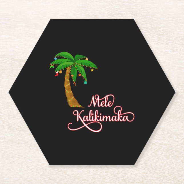 Mele Kalikimaka Hawaiian Sweat for Christmas Paper Coaster (Front)