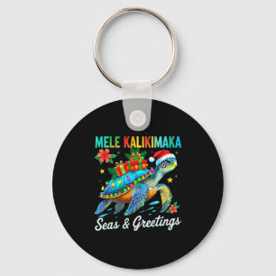 Mele Kalikimaka Hawaiian Tail Party Santa Turtle B Key Ring