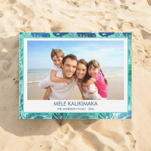 MELE KALIKIMAKA HAWAIIAN TROPICAL BEACH PHOTO HOLIDAY CARD
