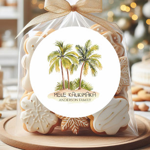 Mele Kalikimaka Hawaiian Tropical Christmas Classic Round Sticker