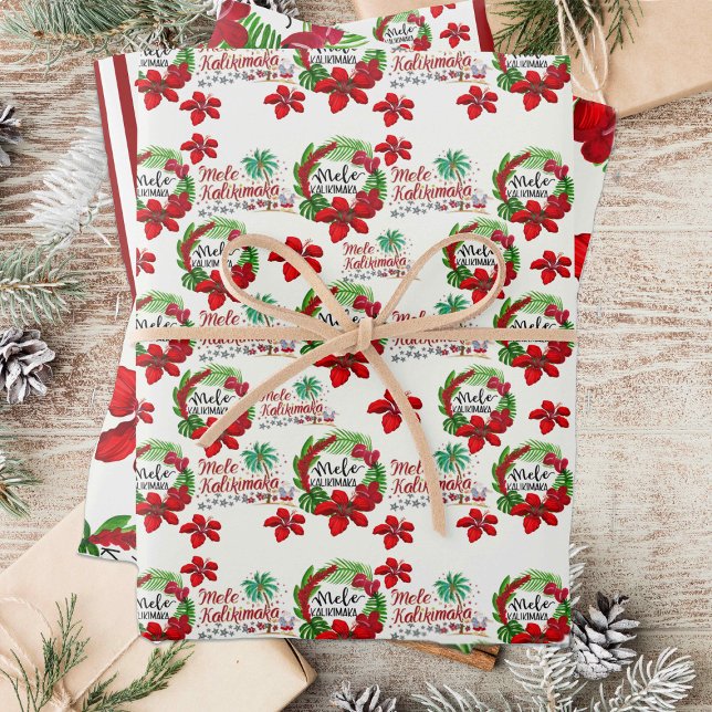 Mele Kalikimaka Hawaiian Wreath Wrapping Paper (Creator Uploaded)
