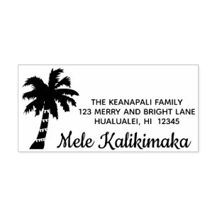 Mele Kalikimaka Hawaiian Xmas Address Stamp Palm