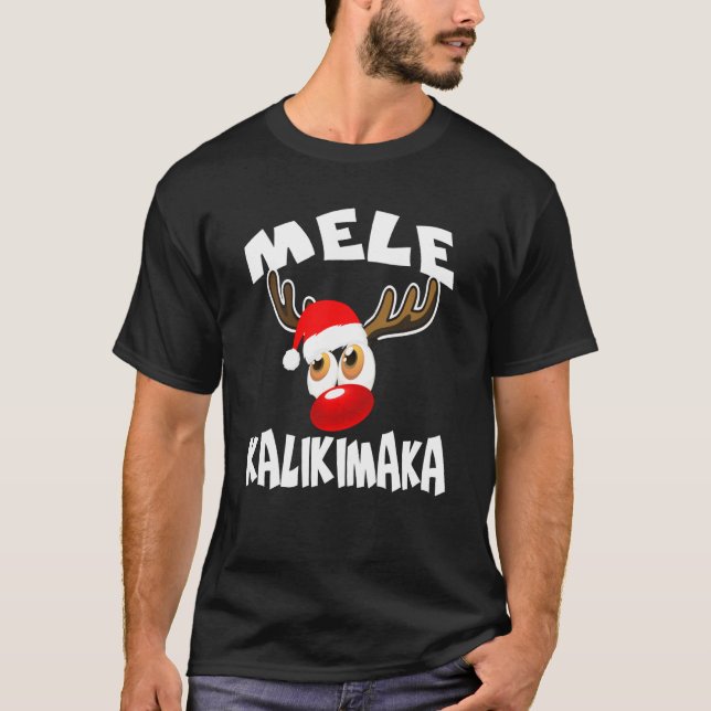 Mele Kalikimaka Hawaiian Xmas Red Nose Reindeer De T-Shirt (Front)