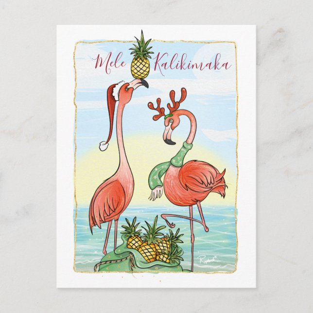 Mele Kalikimaka Hawaiin Christmas Holiday Announcement Postcard (Front)