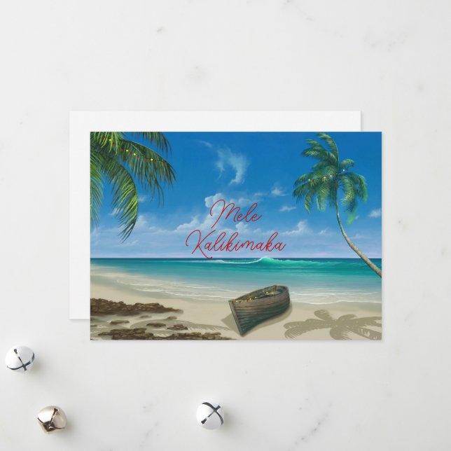 Mele Kalikimaka Hawaiin Christmas Holiday Card (Front/Back In Situ)