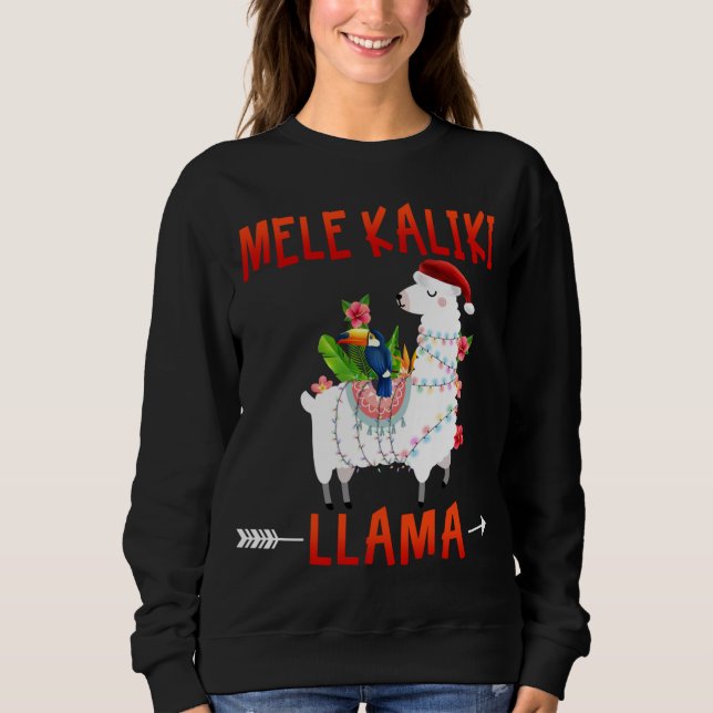 Mele Kalikimaka Kaliki Llama in christmas lights H Sweatshirt (Front)