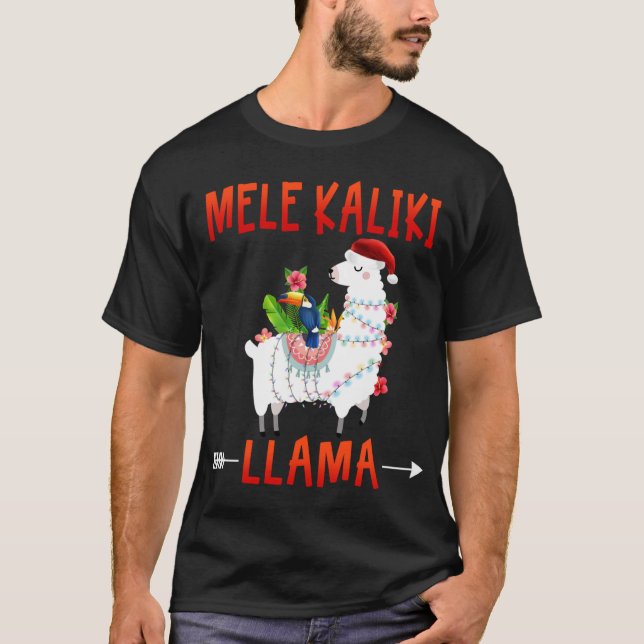 Mele Kalikimaka Kaliki Llama in christmas lights H T-Shirt (Front)
