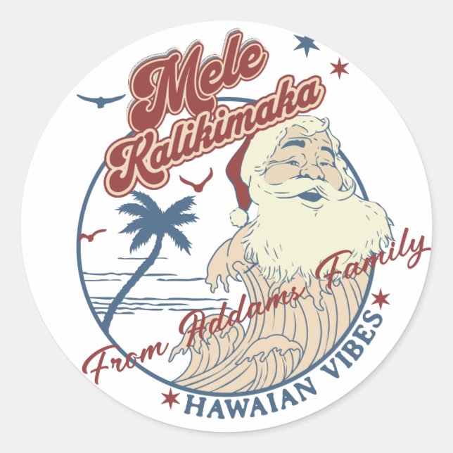 Mele Kalikimaka Merry Christmas Hawaiian Classic Round Sticker (Front)
