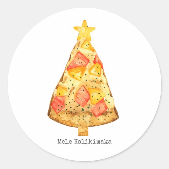 Mele Kalikimaka Merry Christmas Hawaiian Pizza Classic Round Sticker (Front)