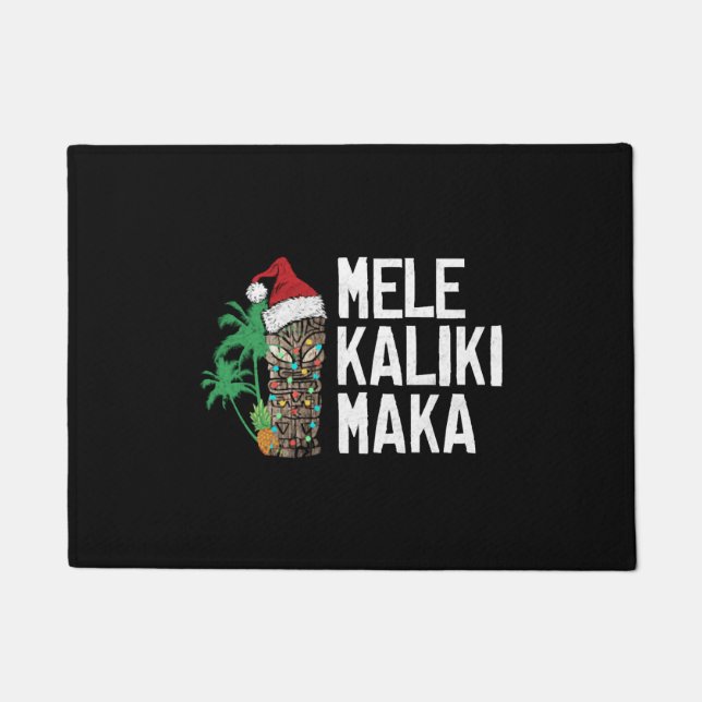 Mele Kalikimaka Merry Christmas Hawaiian Tiki T-Sh Doormat (Front)