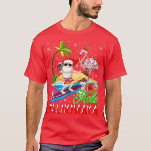 Mele Kalikimaka Merry Xmas Hawaiian Flamingo Santa T-Shirt