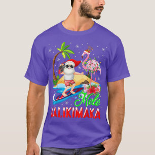 Mele Kalikimaka Merry Xmas Hawaiian Flamingo Santa T-Shirt