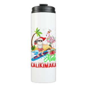 Mele Kalikimaka Merry Xmas Hawaiian Flamingo Santa Thermal Tumbler