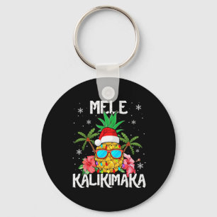 Mele Kalikimaka Merry Xmas Light Santa Hawaiian Pi Key Ring