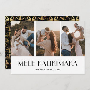 Mele Kalikimaka Modern Black Gold Photo Christmas Holiday Card