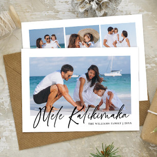 Mele Kalikimaka Modern Photo Collage Hawaiian Holiday Card
