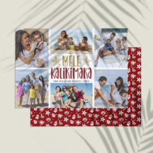 Mele Kalikimaka Modern Photo Collage Hawaiian Holiday Card