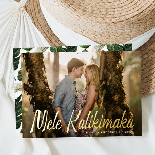 Mele Kalikimaka Modern Photo Foil Holiday Card