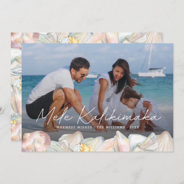 Mele Kalikimaka Modern Photo Hawaiian  Holiday Card (Front/Back)