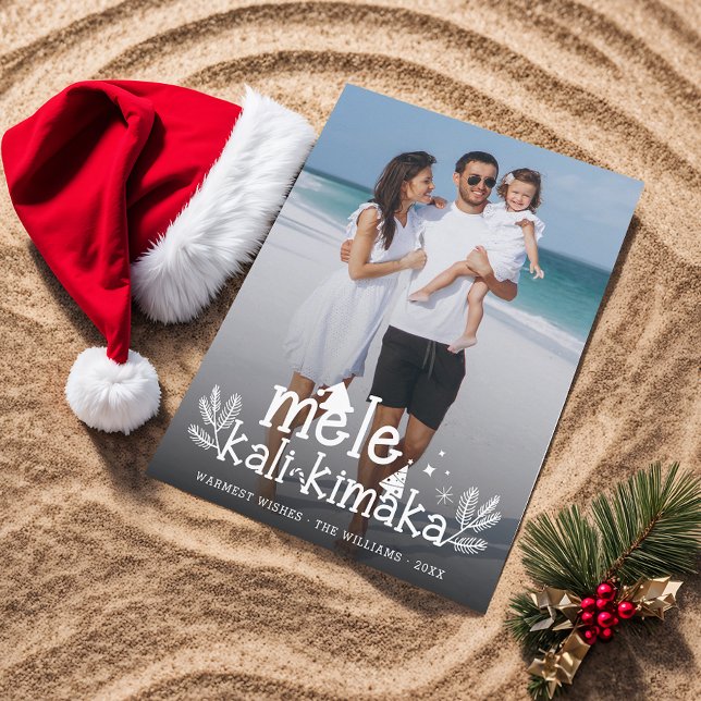 Mele Kalikimaka Modern Photo Hawaiian Holiday  Postcard (Creator Uploaded)