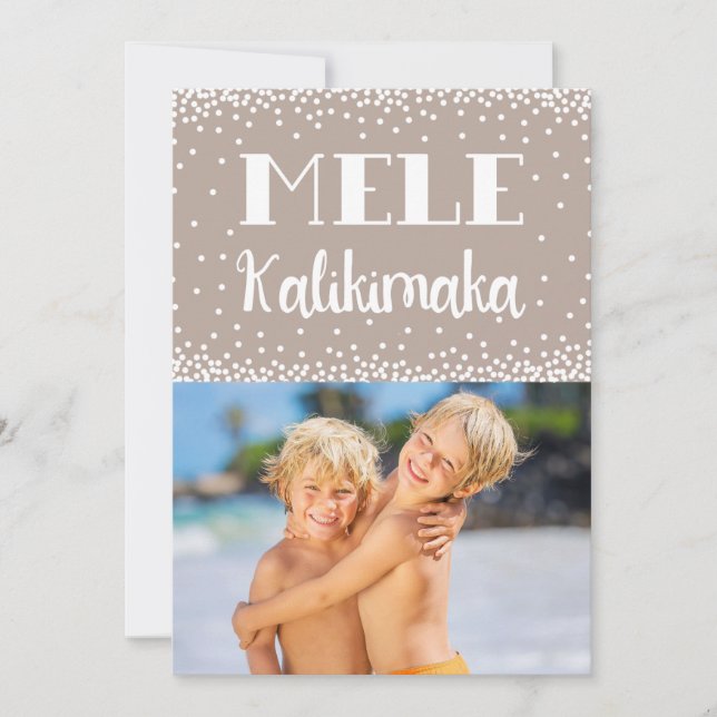 Mele Kalikimaka Modern Tan Christmas Photo Holiday Card (Front)