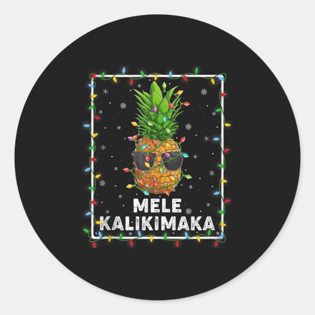 Mele Kalikimaka Ne Xmas Lights Hawaiian Christmas  Classic Round Sticker (Front)