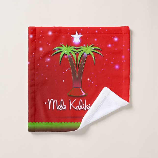 Mele Kalikimaka Palm Tree for Xmas Bath Towel Set (Wash Cloth)