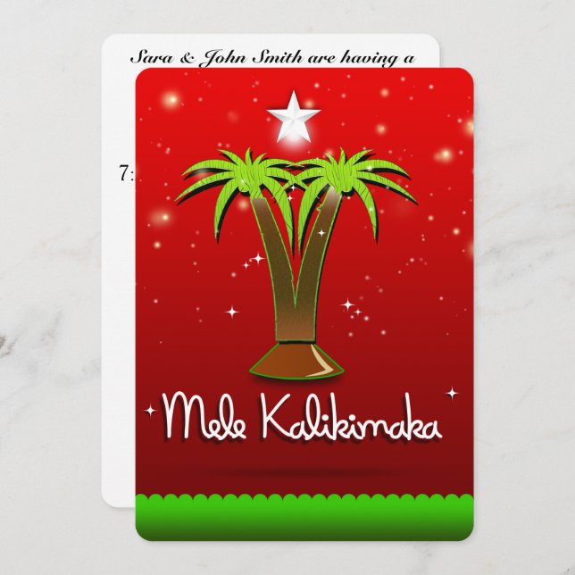 Mele Kalikimaka Palm Tree for Xmas Invitation (Front/Back)