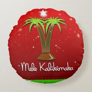 Mele Kalikimaka Palm Tree for Xmas Round Cushion