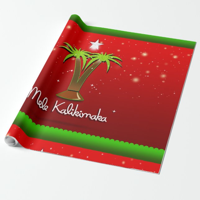 Mele Kalikimaka Palm Tree for Xmas Wrapping Paper (Unrolled)