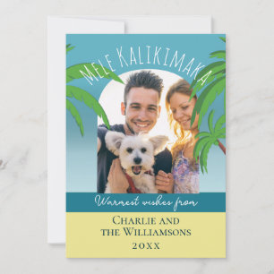 Mele Kalikimaka Palm tree Photo  Holiday Card