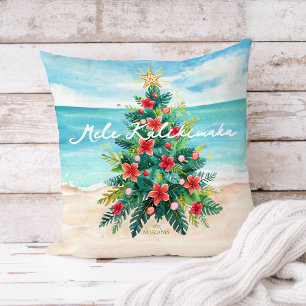 Mele Kalikimaka Palm Tree Tropical Christmas Decor Cushion