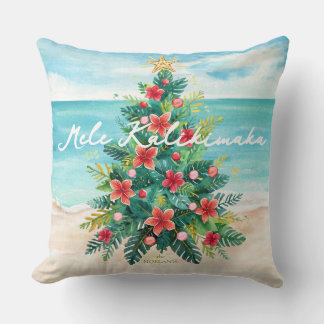 Mele Kalikimaka Palm Tree Tropical Christmas Decor Cushion