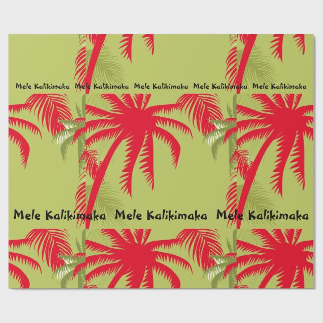 Mele Kalikimaka Palm Tree Wrapping Paper (Flat)