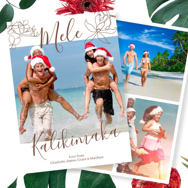 Mele Kalikimaka Personalised Christmas Holiday Card (Mele Kalikimaka Personalized Christmas Holiday Cards from Ricaso. Printed or digital. Hawaii style)