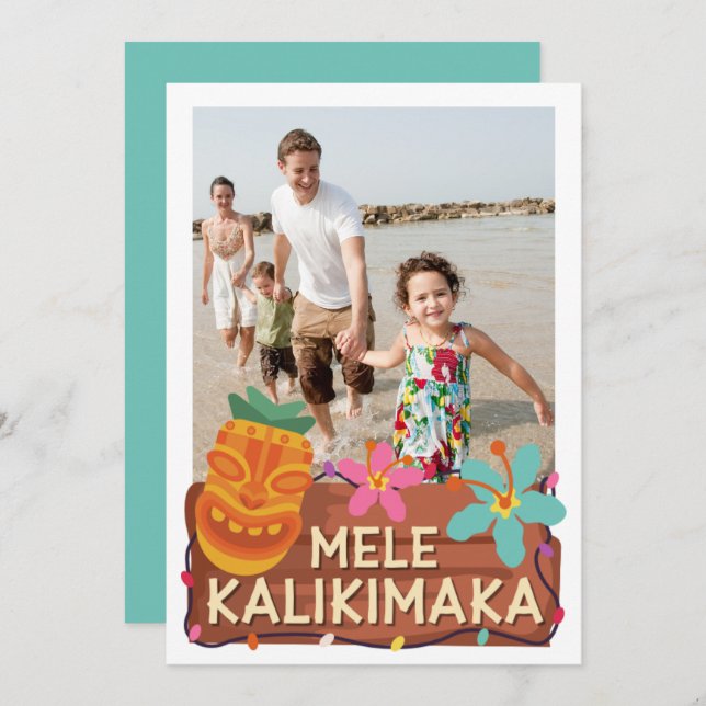 Mele Kalikimaka Photo Hawaiian Christmas Card (Front/Back)