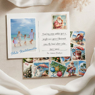 Mele Kalikimaka Photo Tropical Stamps Holiday Card