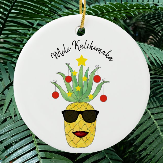 Mele Kalikimaka Pineapple Ceramic Ornament (Creator Uploaded)