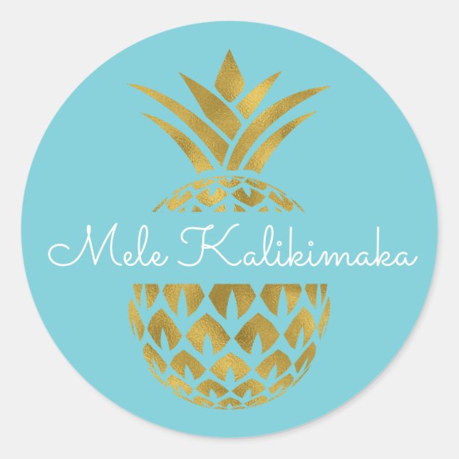 Mele Kalikimaka Pineapple Christmas Holiday Classic Round Sticker (Front)